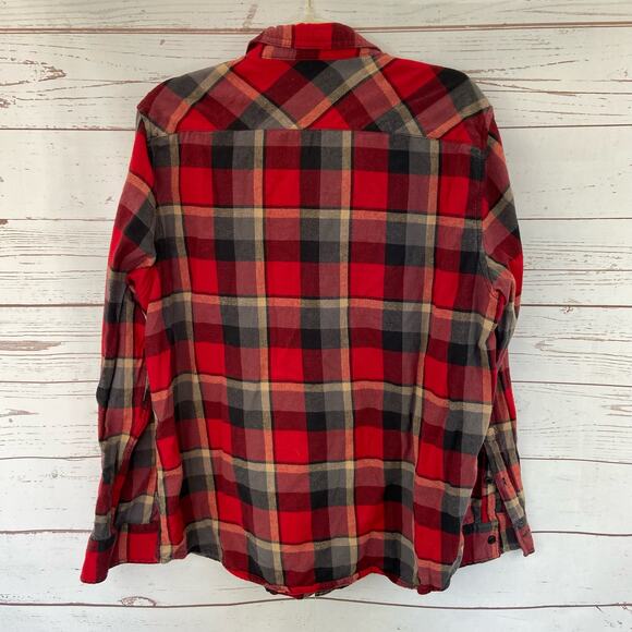 American Rag XL Mens Red Plaid Button Up Long Sleeve Flannel Top - Picture 4 of 5